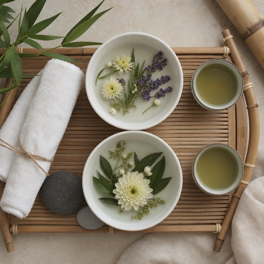Wellness ritual setup at Fiori Spa